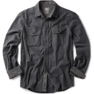 Mens Solid Charcoal Cotton Flannel Shirt Long Sleeve Casual Outdoor Plaid